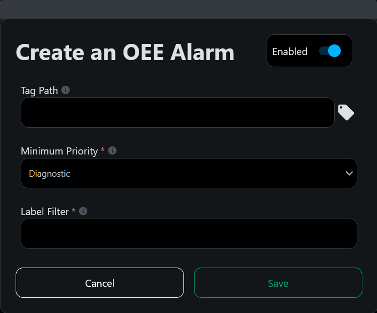 Create an OEE Alarm for a specific location